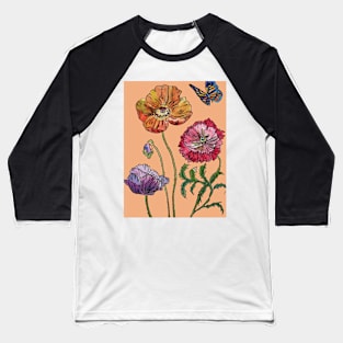 Pretty Poppies Orange Watercolor Baseball T-Shirt